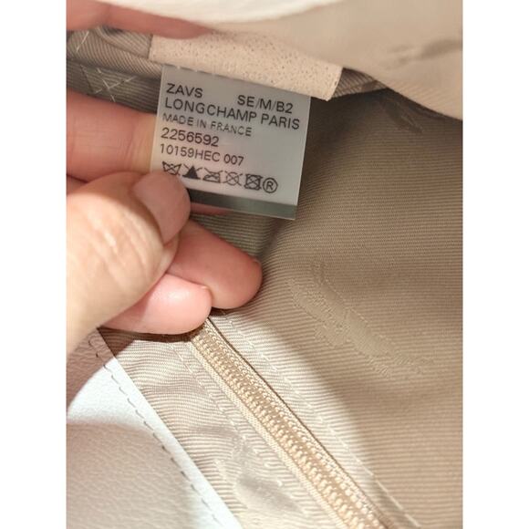 Longchamp Le Roseau Shoulder Bucket Bag White Fine-Grain Cowhide Leather - Picture 12 of 12